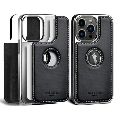 Leather Back Case - Compatible with iPhone Series - Luxury Bumper Case - Flexible Vegan Leather