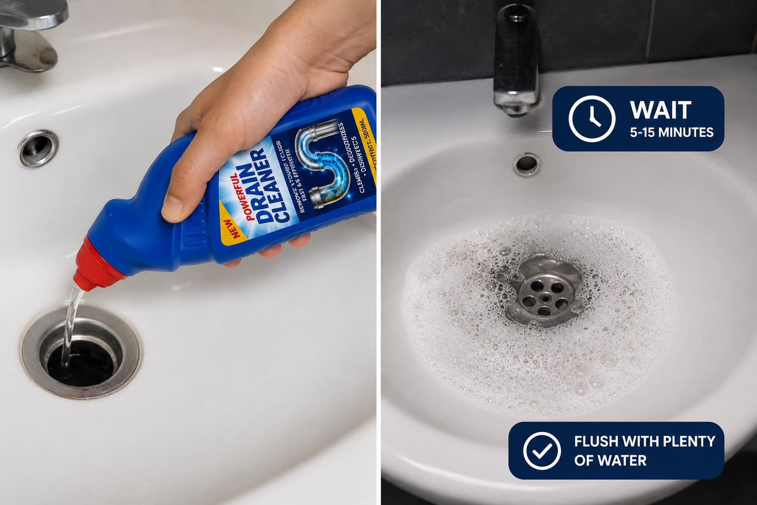 Powerful Drain Cleaner | Fast Clog Remover for Kitchen & Bathroom
